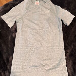 Blue Short Sleeve Gym shark Athletic Shirt